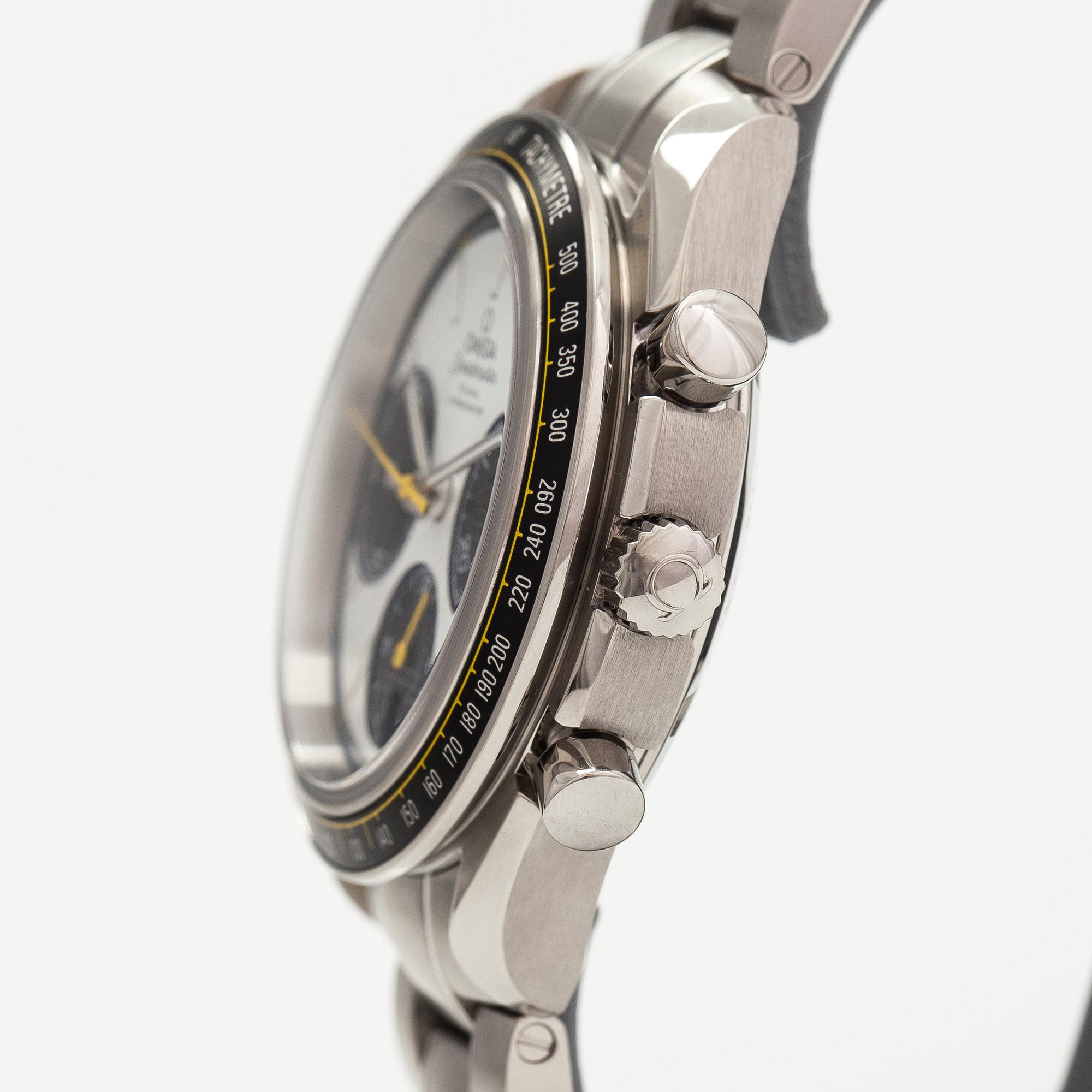 Omega, Speedmaster, Racing, "Panda", co-axial, 100m, wristwatch, 40 mm.