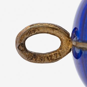 Egg, pendant, A. Tillander, silver and blue enamel, Finland 1977.