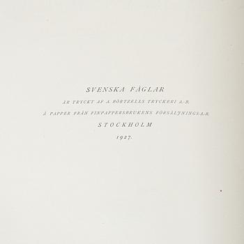 Bröderna von Wright, "Svenska Fåglar", 3 volymer, Förlaget Svenska Fåglar, A, Börtzells Tryckeri AB, Stockholm, 1927-29.