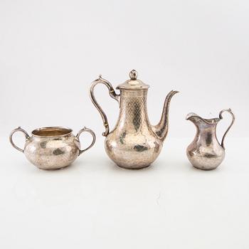 Daniel & Charles Houle, coffee service 3 pcs sterling silver, London 1863 and 1873.