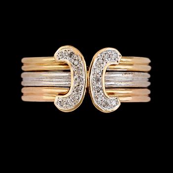 RING, 18K flerfärgat guld, diamanter.