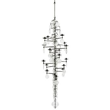 67. Erik Höglund, a wrought iron and glass chandelier, Boda Smide.