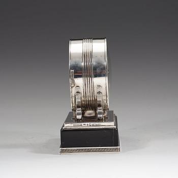 An Atelier Borgila sterling table clock, Stockholm 1948.