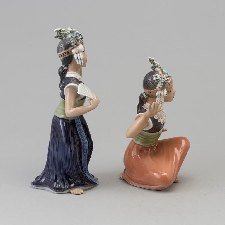 Two J P Dahl Jensen porcelain figurines 'Monuia' and 'Aju Sitra', Denmark, 1940/60s.