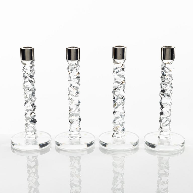 Lena Bergström, a group of four 'Carat' candlesticks, Orrefors.