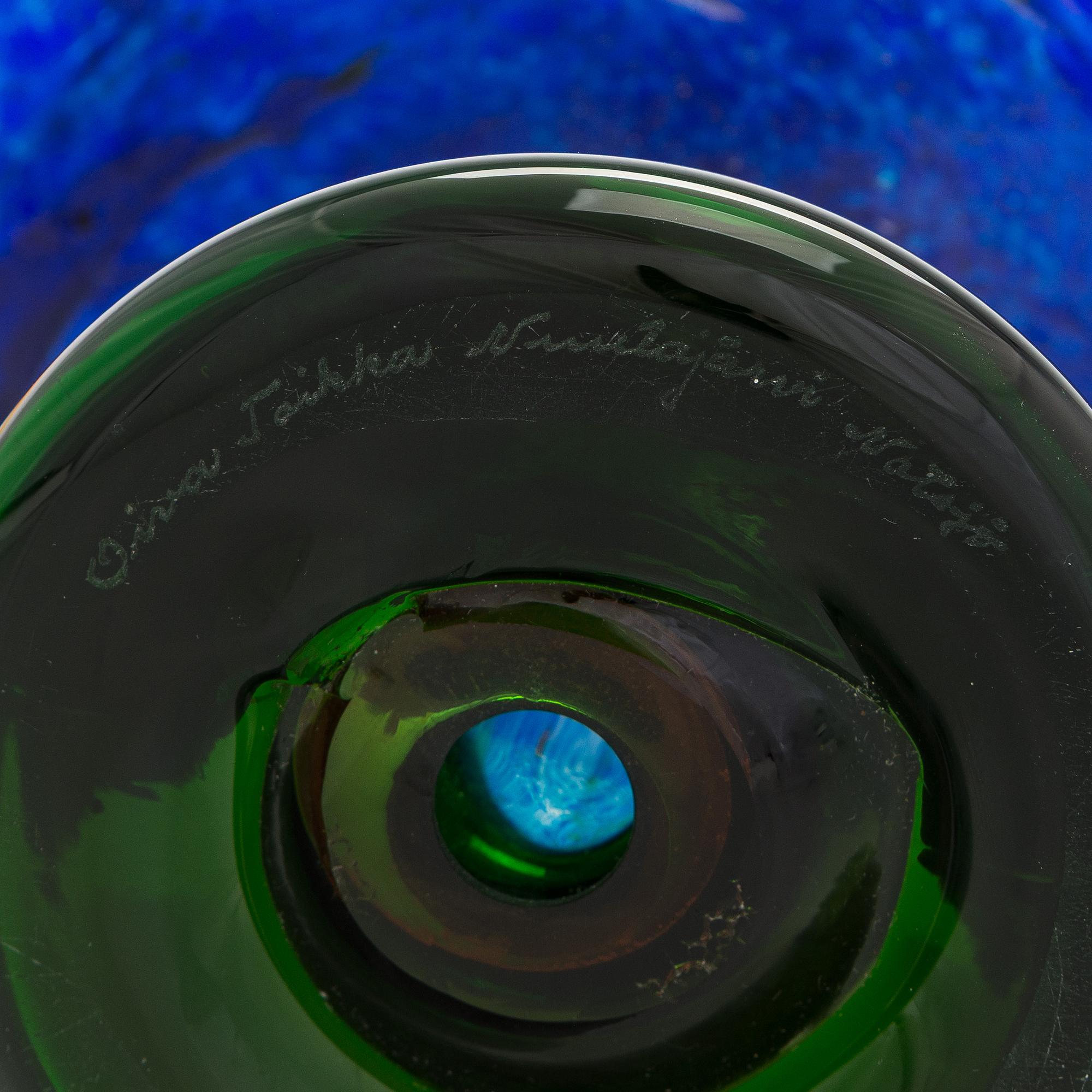 Oiva Toikka, Glass bird, "Kiikkuri" signed Oiva Toikka Nuutajärvi Notsjö.