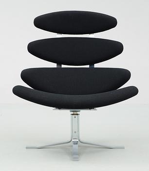 A Poul Volther steel and black wool 'Corona' easy chair by Erik Jørgensen, Denmark.