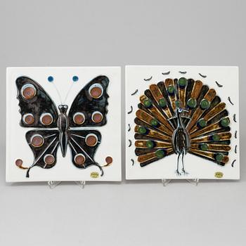 a set of three porcelain plaques by Bertil Lundgren, Rörstrand, 1970s.