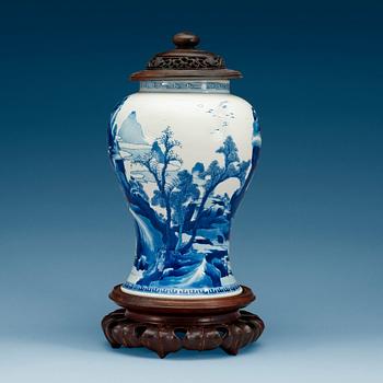 A blue and white vase, Qing dynasty, Kangxi (1662-1722).