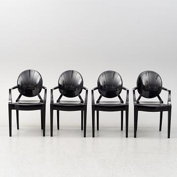 4 'Louis Ghost' chairs by Philippe Starck, Kartell.