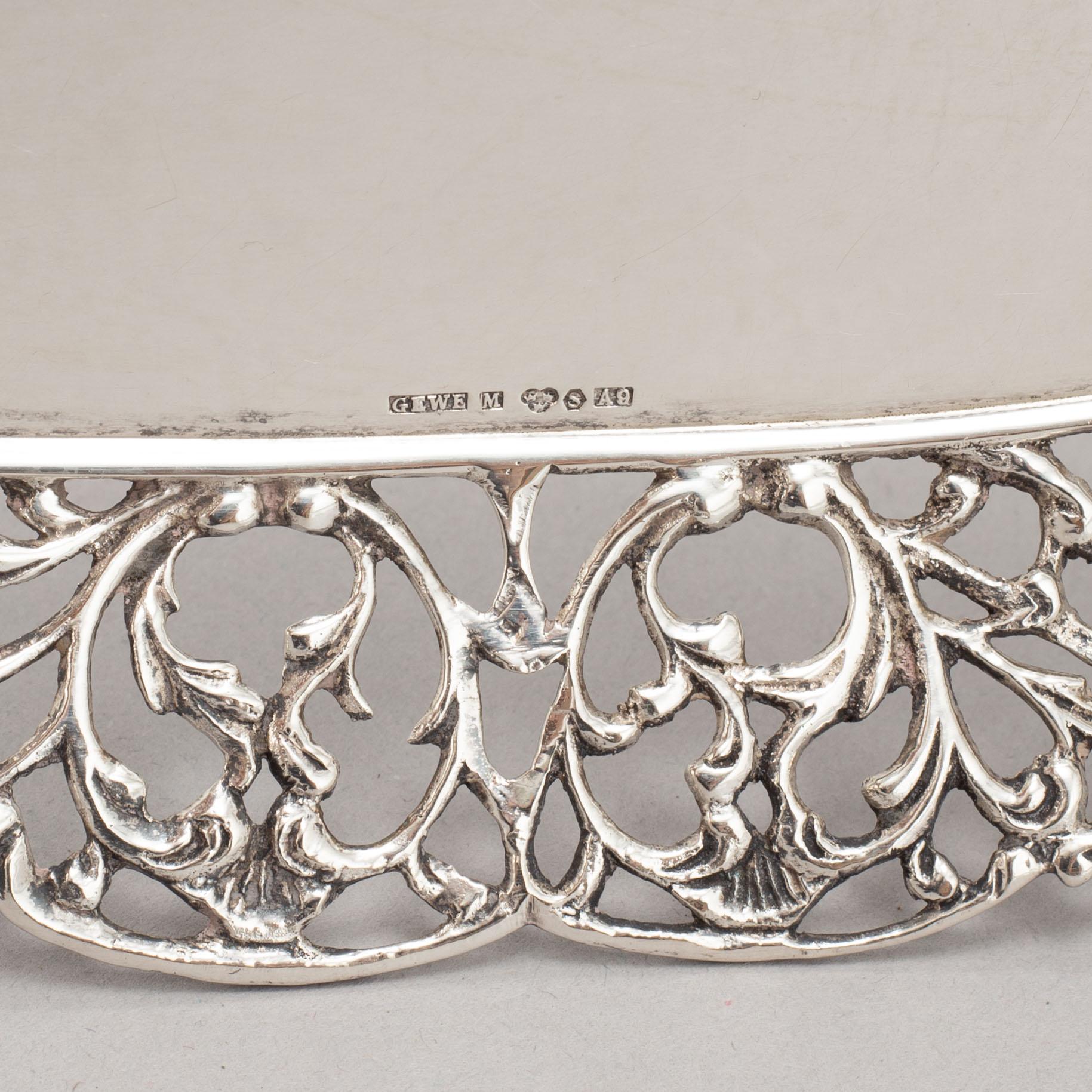 A silver mocha pot, creamer, sugar bowl and tray, some with mark of Gewe, Malmö 1950-51.