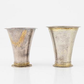 Five silver items, including beaker by Herman Hermansson, Marstrand, Sweden, 1796.