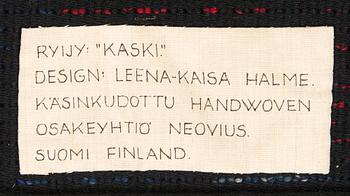Leena-Kaisa Halme, , ryijy, malli Neovius. Noin 120 x 75 cm.