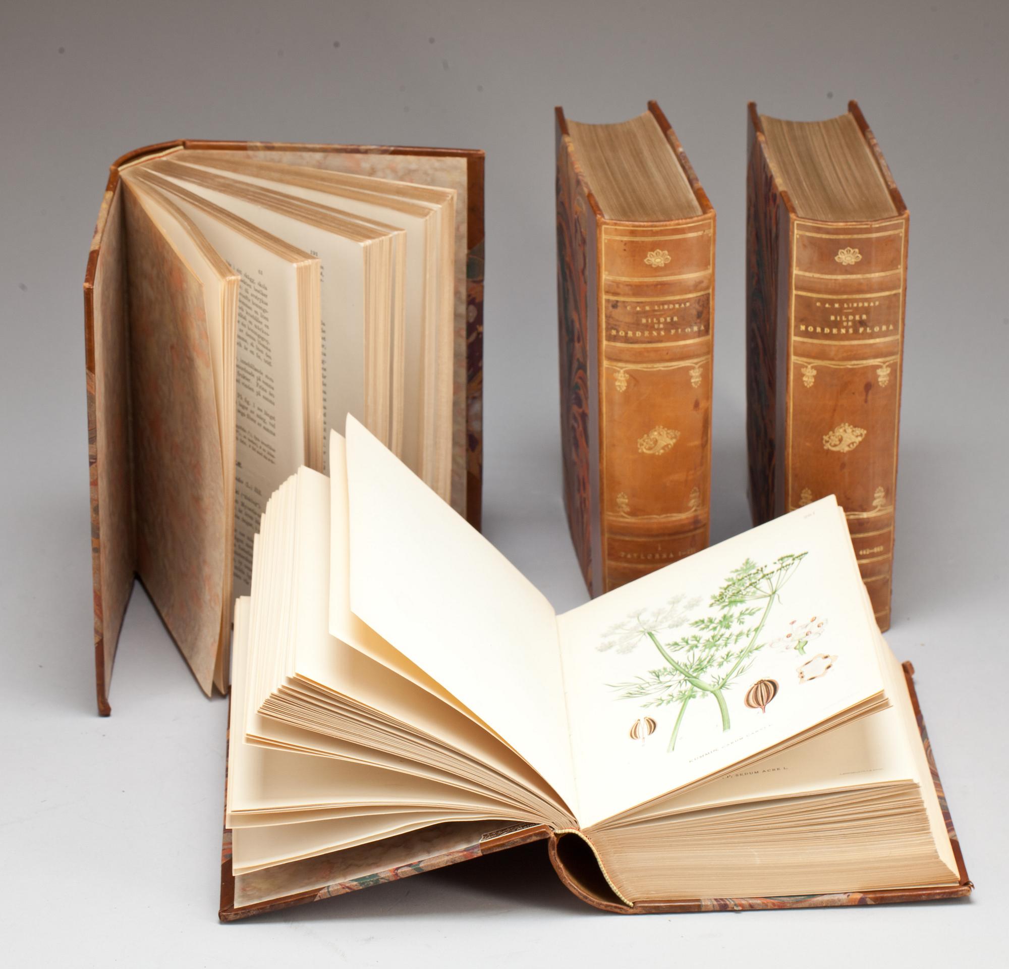 BOK, 4 vol, C A M Lindman, "Nordens flora". Wahlström och Widstrand Stockholm 1926.