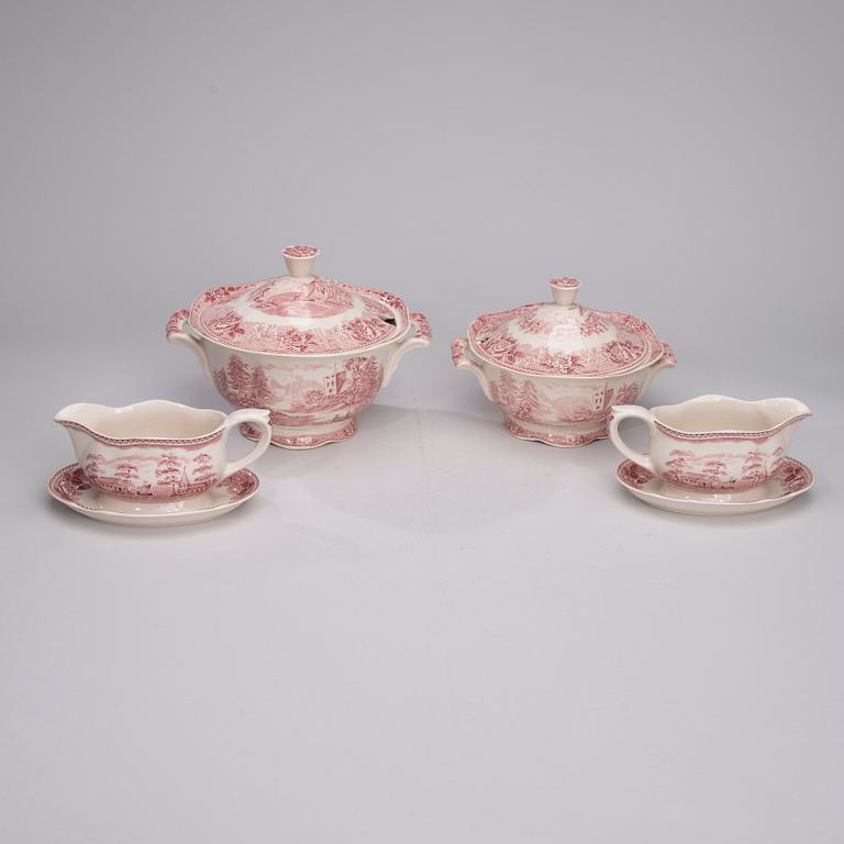 MATSERVIS, 65 delar, ferrafajans, "Maisema" (Landskap) Reinhard Richter, Arabia 1932-1949.