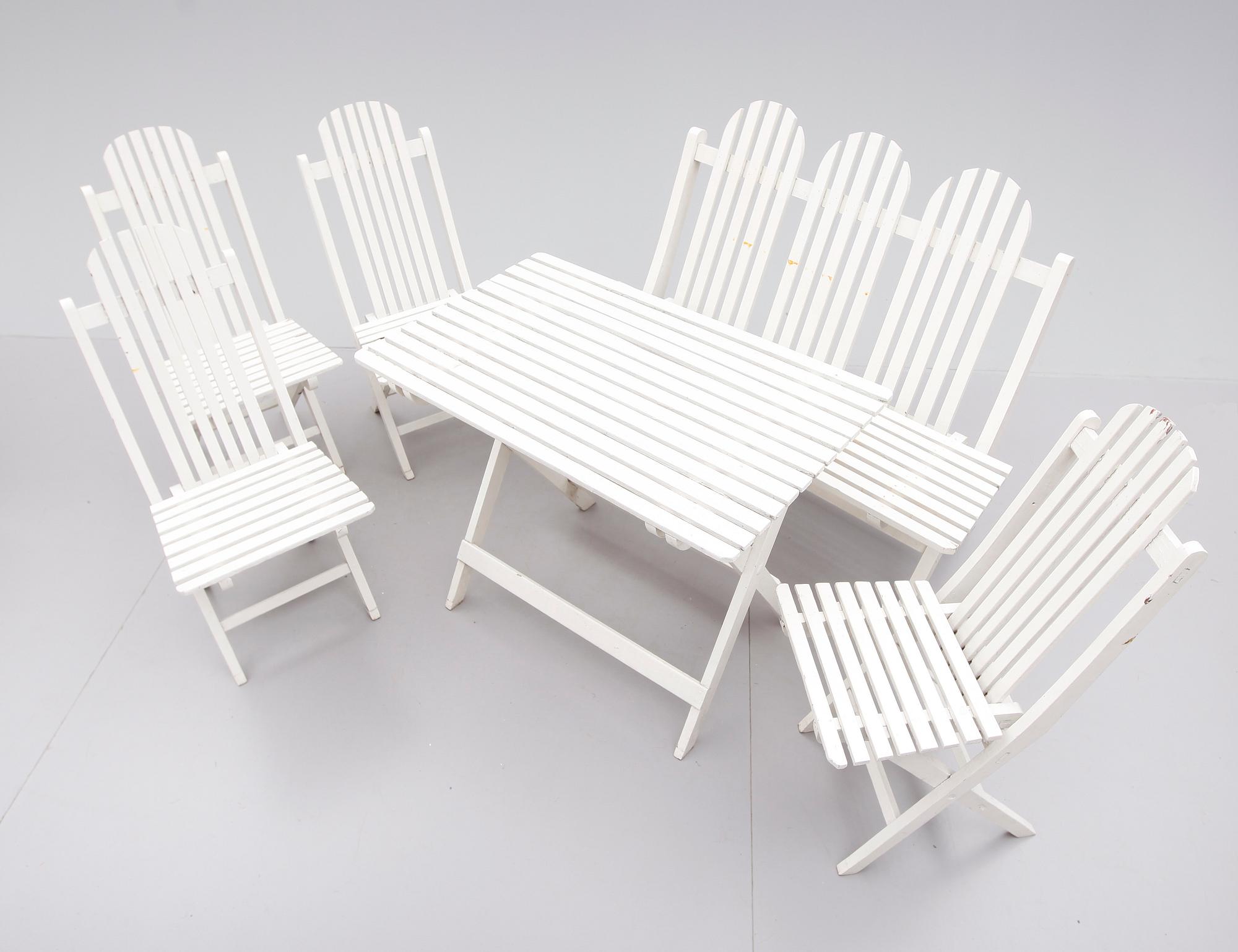 TRÄDGÅRDSMÖBLER, 6 delar, 1900-talets första hälft.