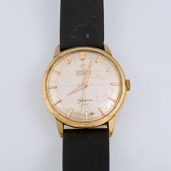 ARMBANDSUR, herr, boett i 18 k guld, "Genève", Omega, total vikt 38 g.
