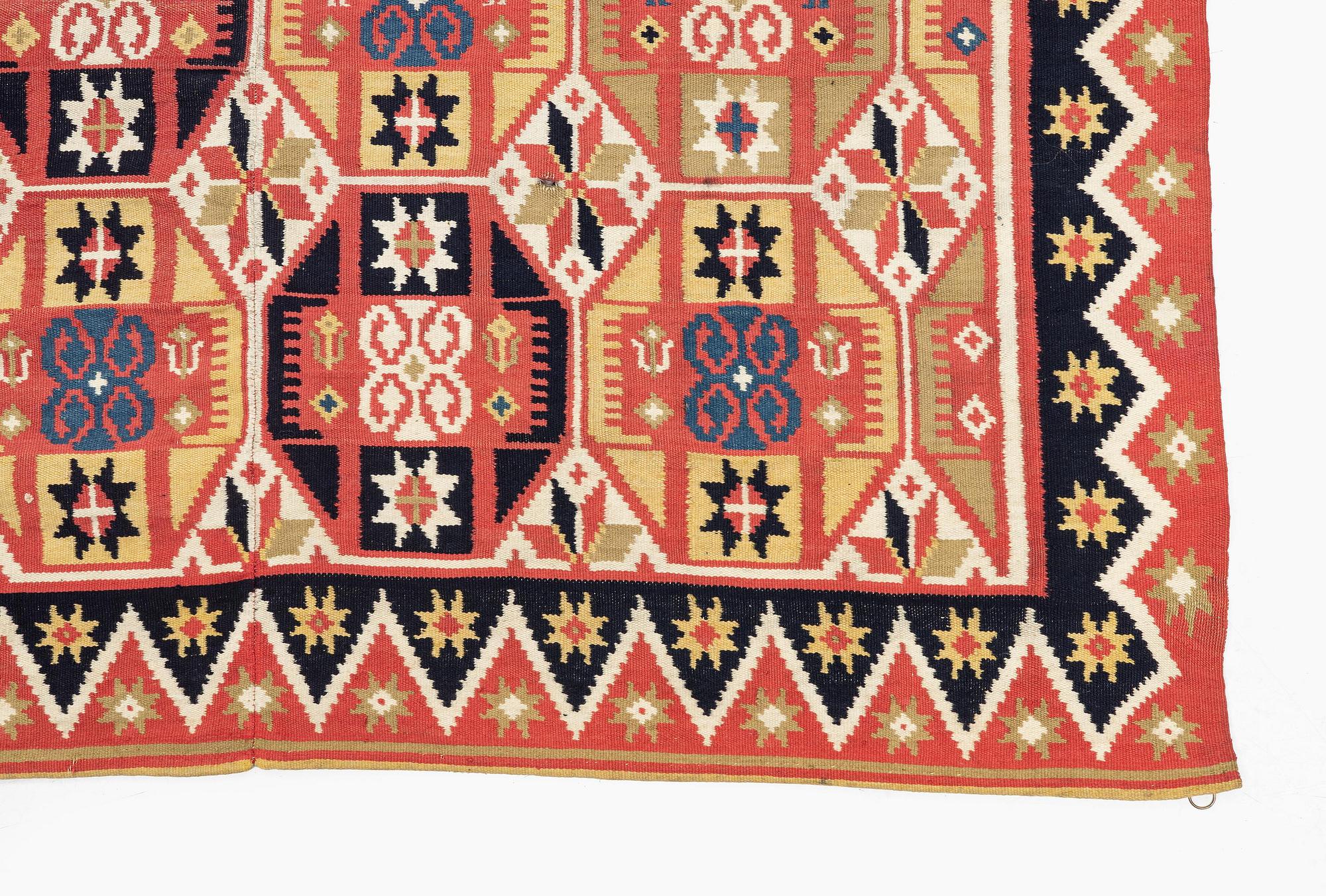A double-interlocked tapestry bed cover, c. 188 x 116 cm, Scania, Färs, Gärds or Villands district, around 1800-1830.