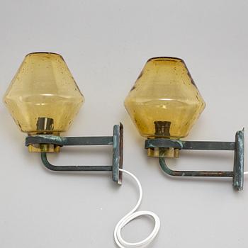 A pair copper outdoors wall lights, 1950's/60's.