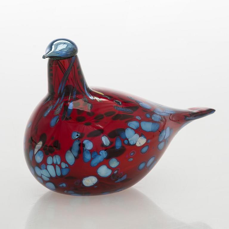 Oiva Toikka, lasilintu, "Rubiinilintu", signeerattu O. Toikka Iittala.