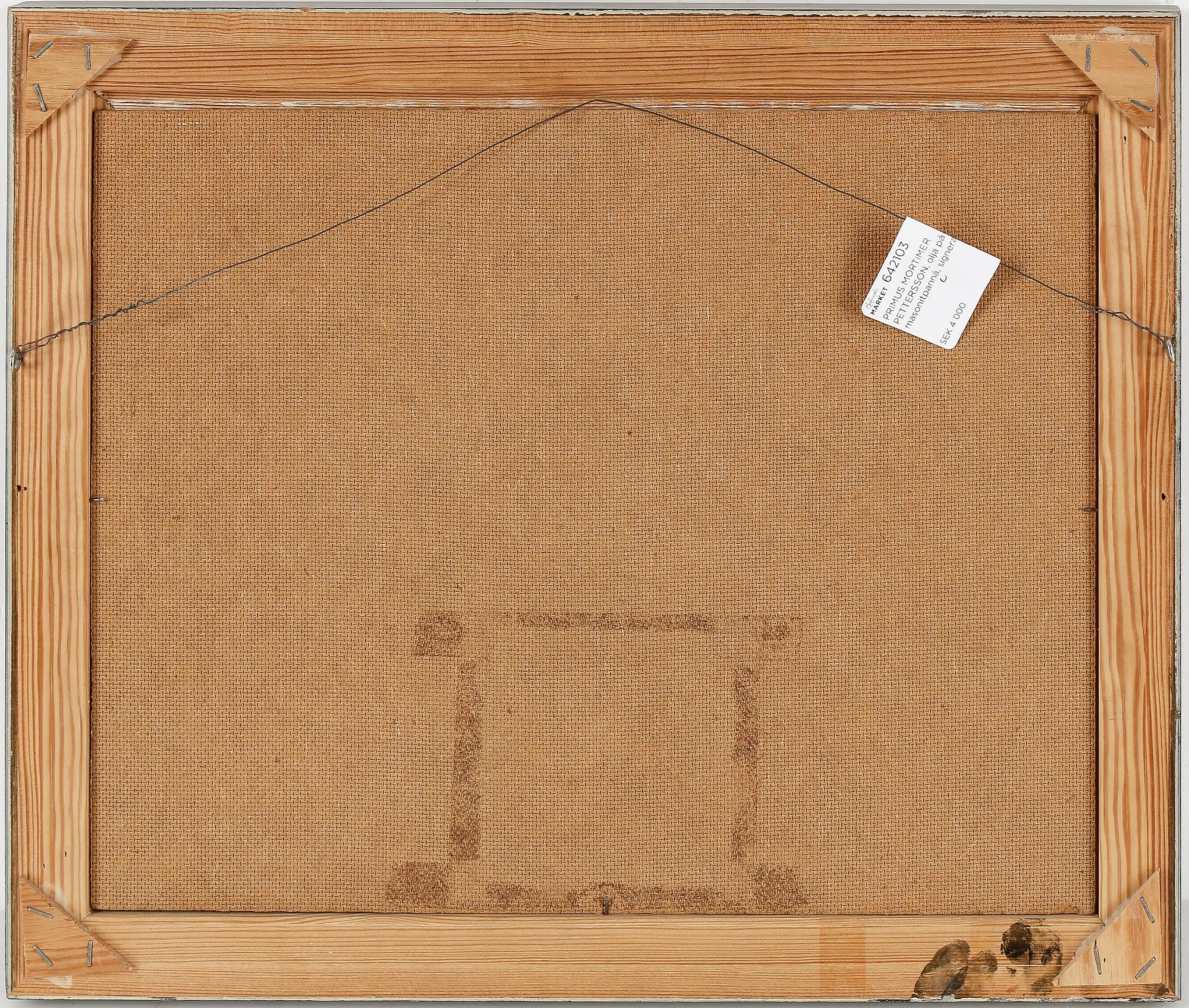 PRIMUS MORTIMER PETTERSSON, olja på masonitpannå, signerad.