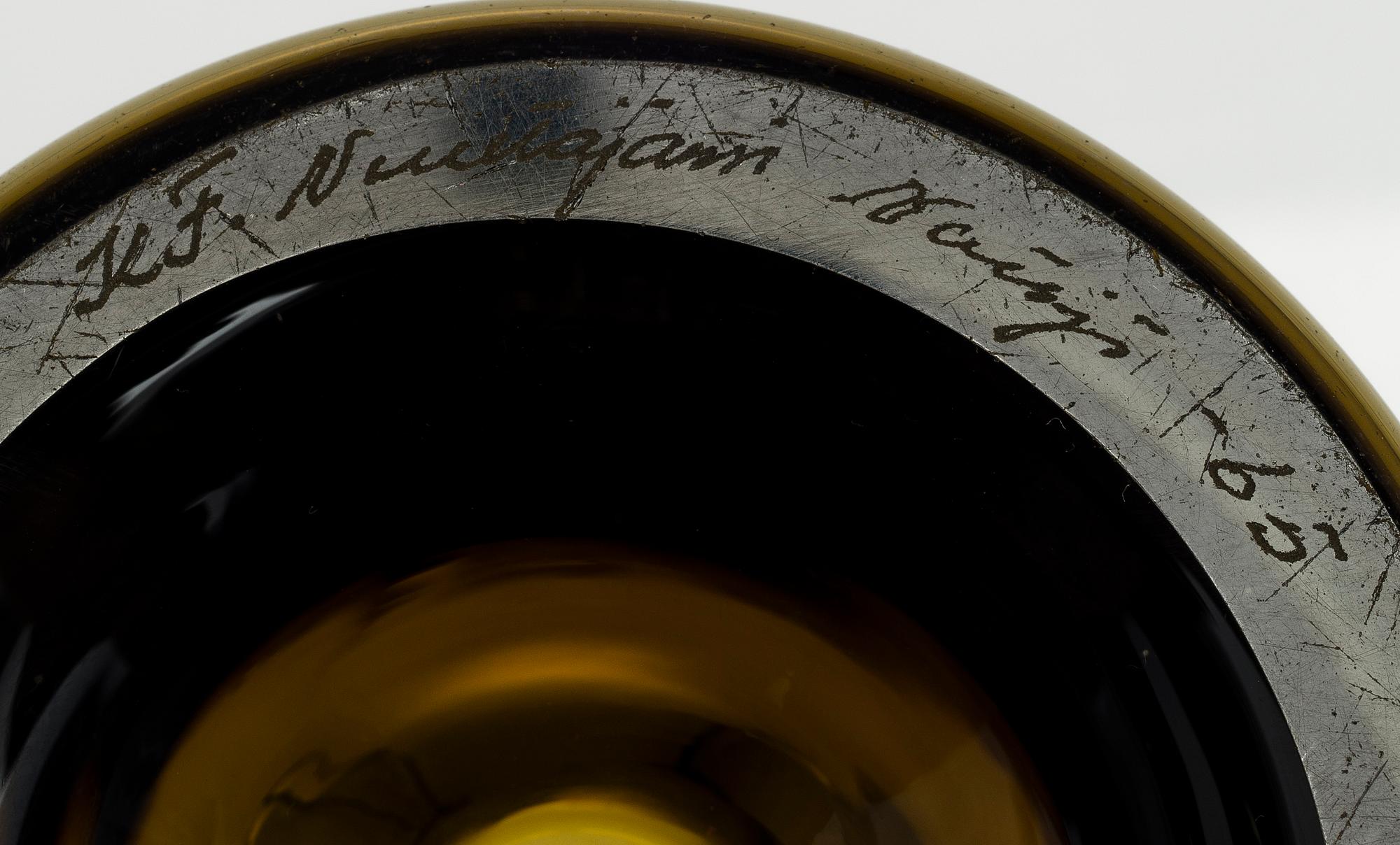 A KAJ FRANCK GLASS VASE KF 267, signed KF Nuutajärvi Notsjö, -65.