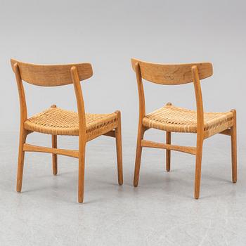 HANS J WEGNER, stolar, 6 st, "CH-23", "Spisestolen", Carl Hansen & Son, Danmark.