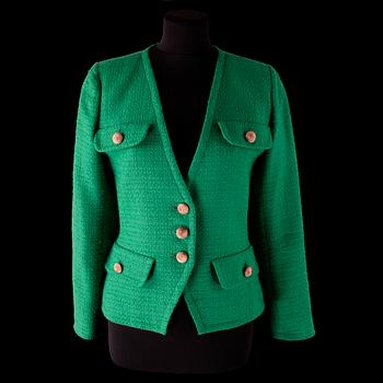 A1980s green jacket by Yves Saint Laurent.