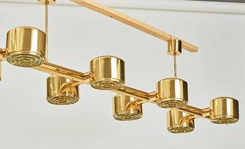 Hans-Agne Jakobsson, a 12 lights brass ceiling lamp, model 746/12, Markaryd Sweden, 1960-70's,