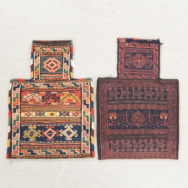 Namakdun 2 st Beludj/Afshar (med metalltråd)  och Kurdistan old/semiantik ca 56x40 cm.