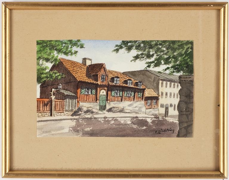 FRANS LINDSTRÖM, akvareller, 10 st, Stockholmsvyer, sign.