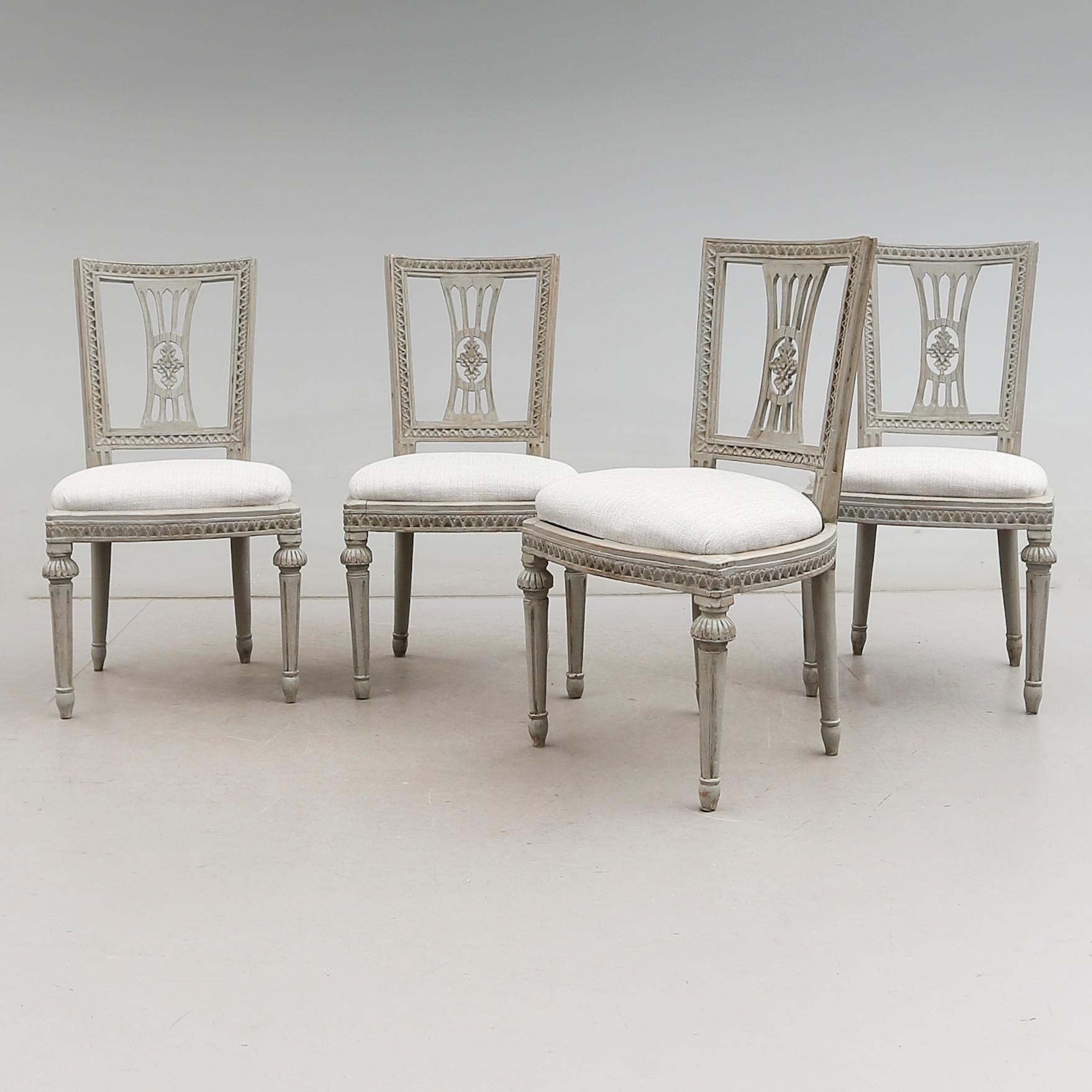 STOLAR, 4 st, gustavianska, 1700-/1800-tal. Möjligen Anders Andersson (1767-1829), Strekered.