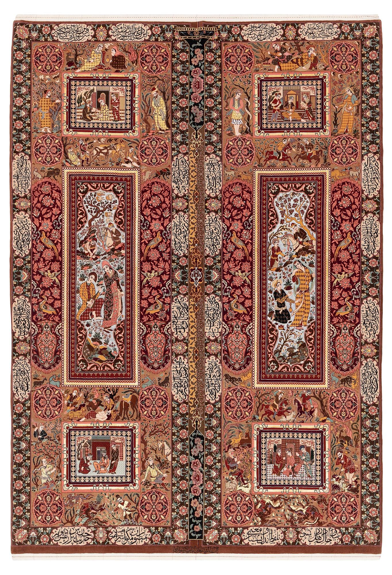 Matta, Isfahan, centrala Persien, part silk, signerad, ca 270 x 185 cm.