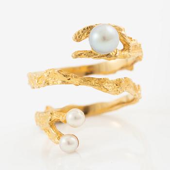 Björn Weckström, ring, Octobus, 18K gold with pearls. Lapponia 1981.