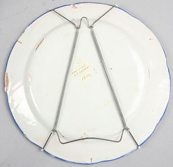 TALLRIKAR, 4 st, samt SKÅL, fajans, Frankrike, 1800/1900-tal.