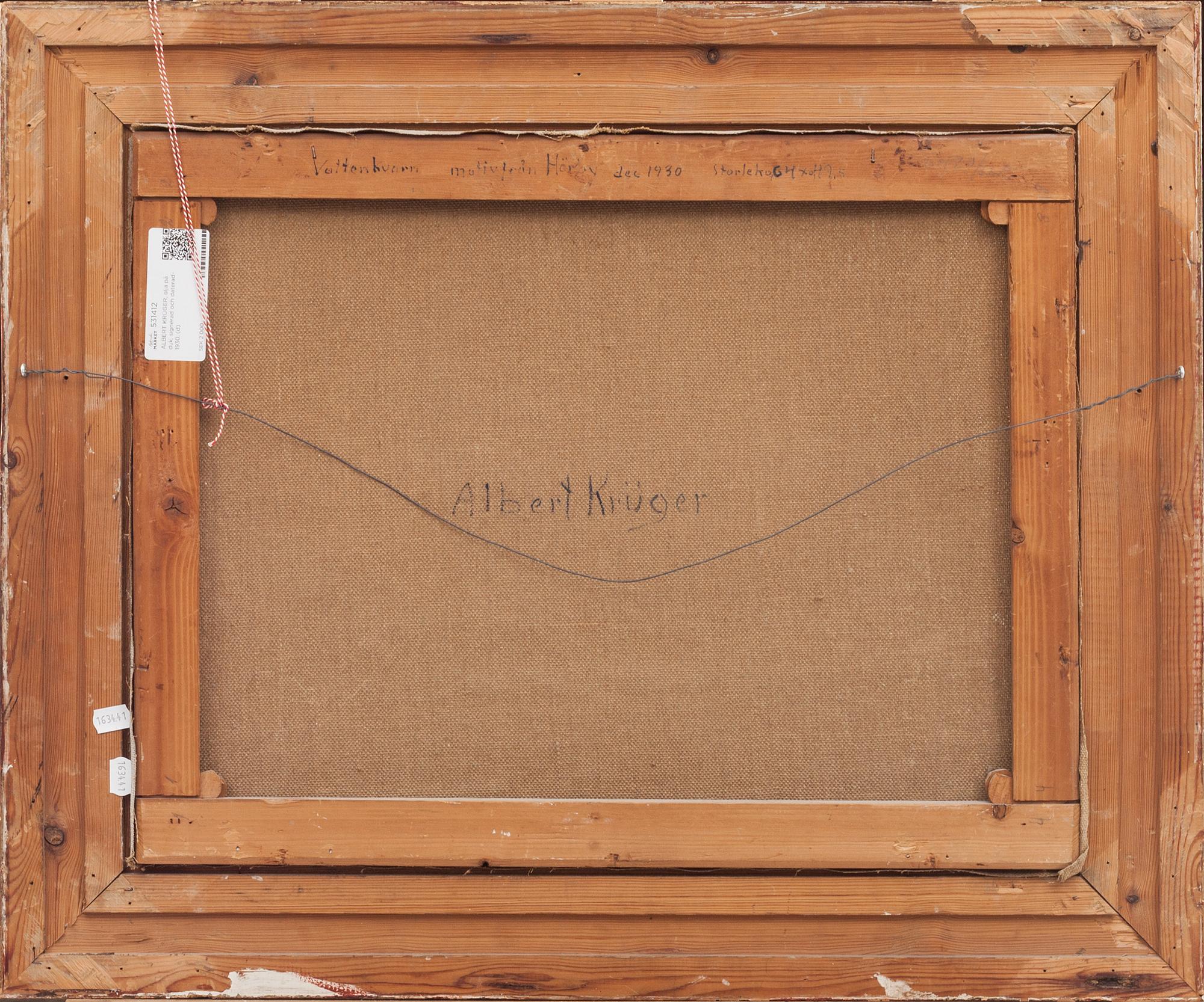 ALBERT KRÜGER, olja på duk, signerad och daterad- 1930.