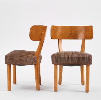 Axel Einar Hjorth, a set of six "Birka" chairs, Nordiska Kompaniet, 1937.