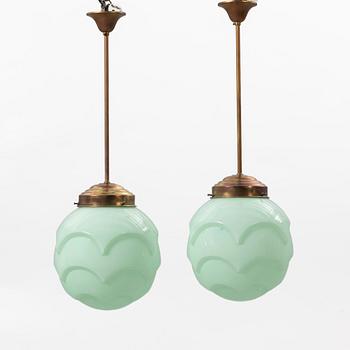Ceiling lamps, a pair, Functionalist, 1940s.
