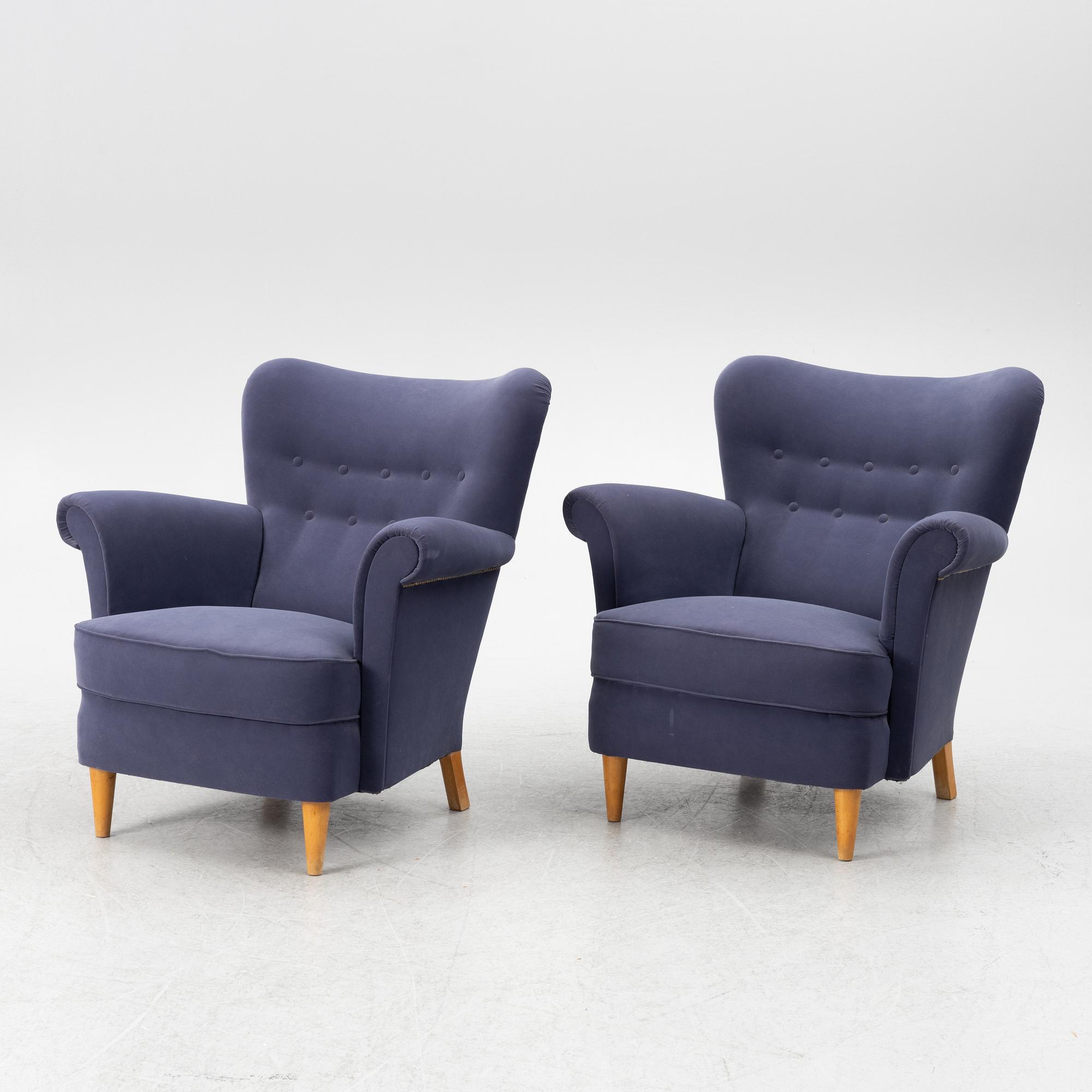 Fåtöljer, ett par,1900-talets mitt.