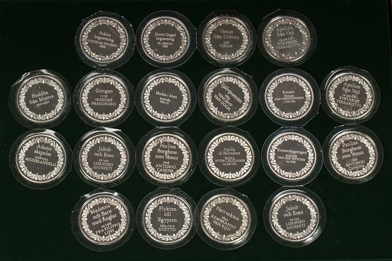 MEDALJER, 200 st, sterlingsilver, Franklin Mint. 1900-talets fjärde kvartal. Total vikt ca 10 kg.