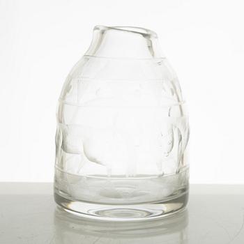 Erik Höglund, a glass vase, Boda Glasbruk Sweden 1950s.
