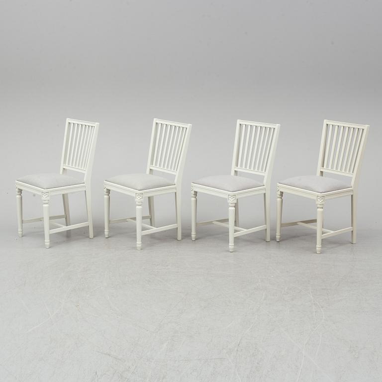 Four gustavian style chairs, late 20th century.