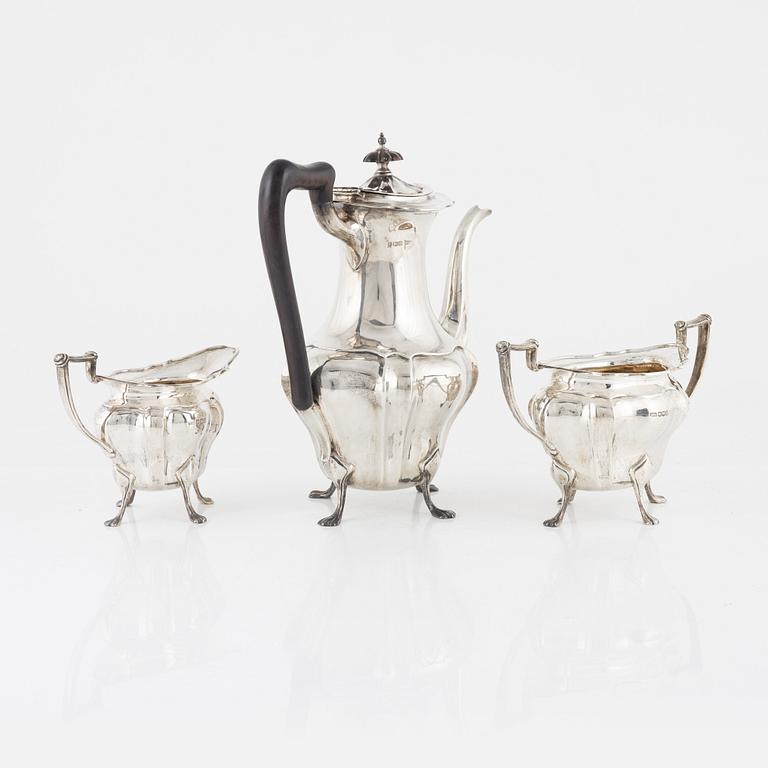Walker & Hall, kaffeservis, 3 delar, silver, Sheffield 1914-18.