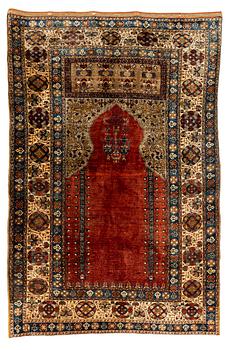 357. An antique Sivas prayer rug, central Anatolia, c. 189 x 125 cm.