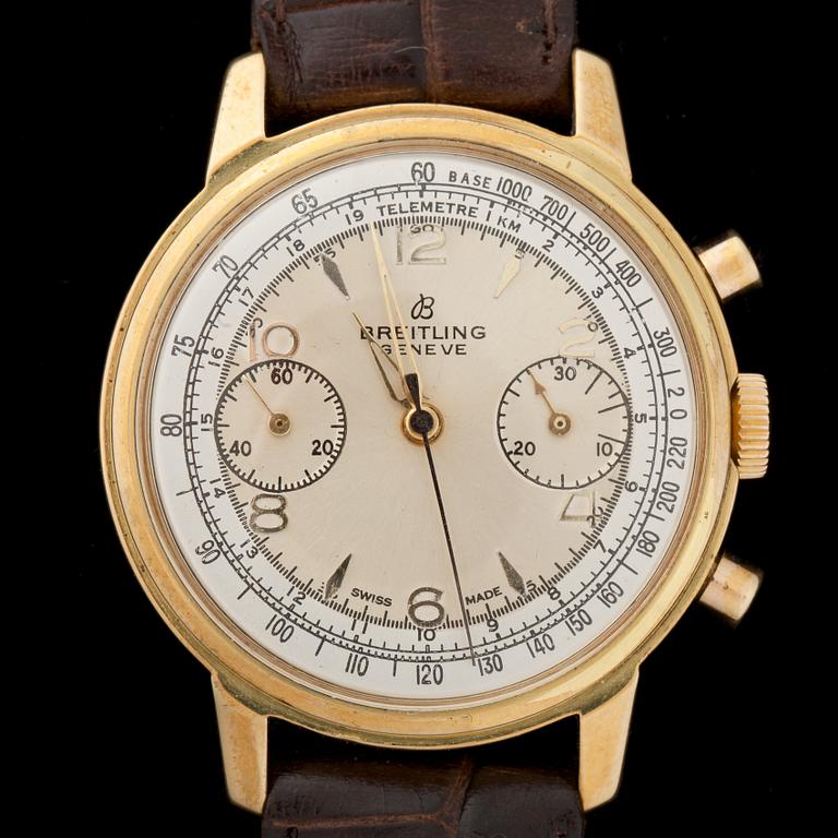 ARMBANDSUR, herr, gulddoublé och stål, Breitling Chronograph, Geneve, 1950-tal.