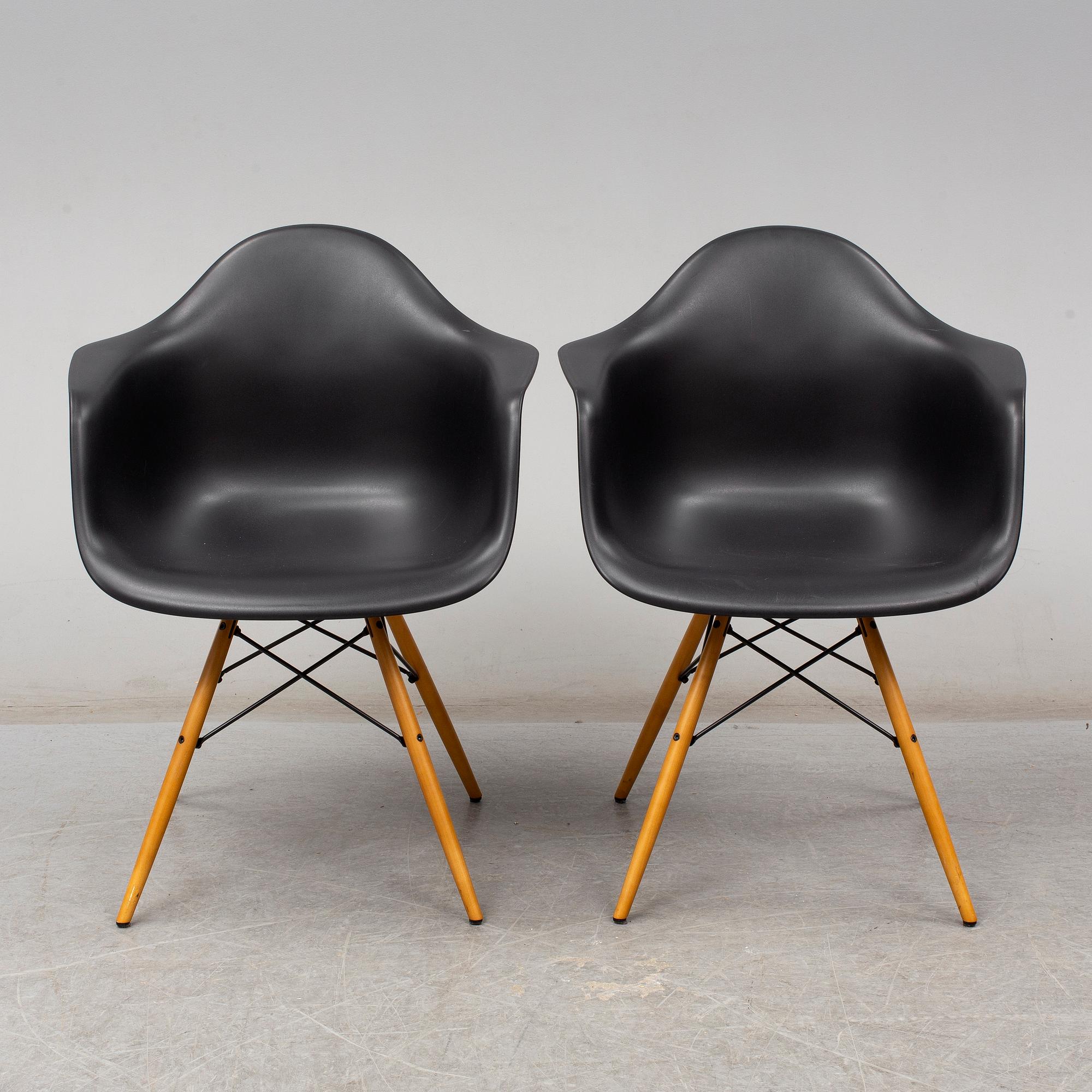 CHARLES & RAY EAMES, a pair of 'DAW' armchairs, Vitra, 2017.