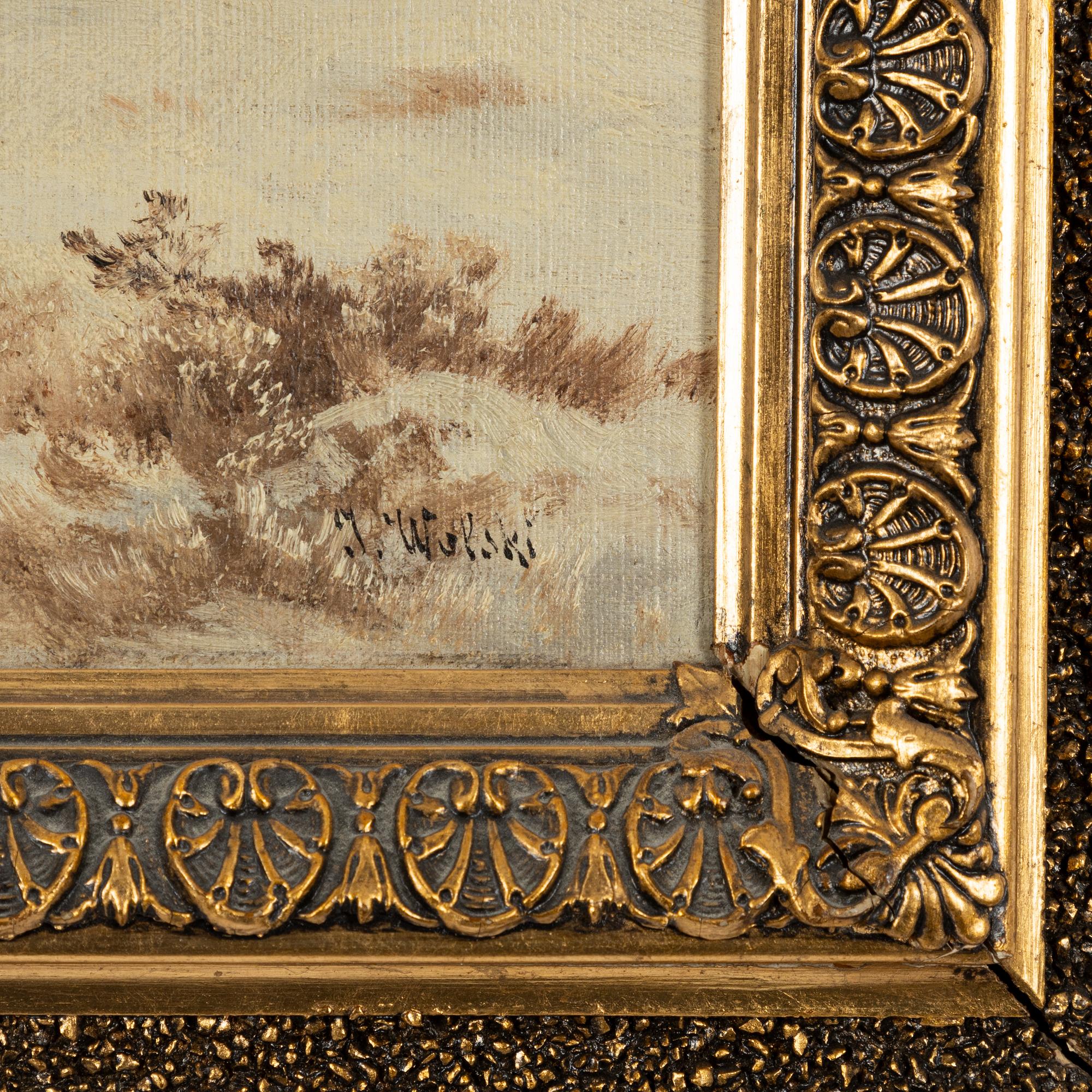 Okänd konstnär, 18/1900-tal, Jagad av vargar.