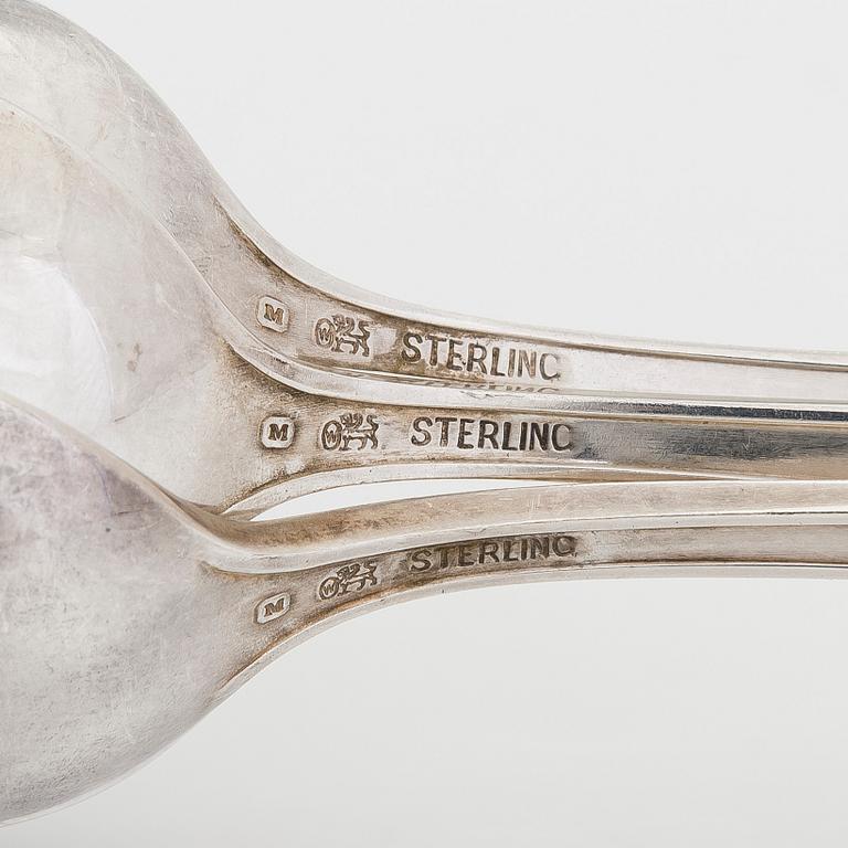 A five-piece sterling silver coffee and tea service, and 12 spoons, USA, first quarter of the 20th century.