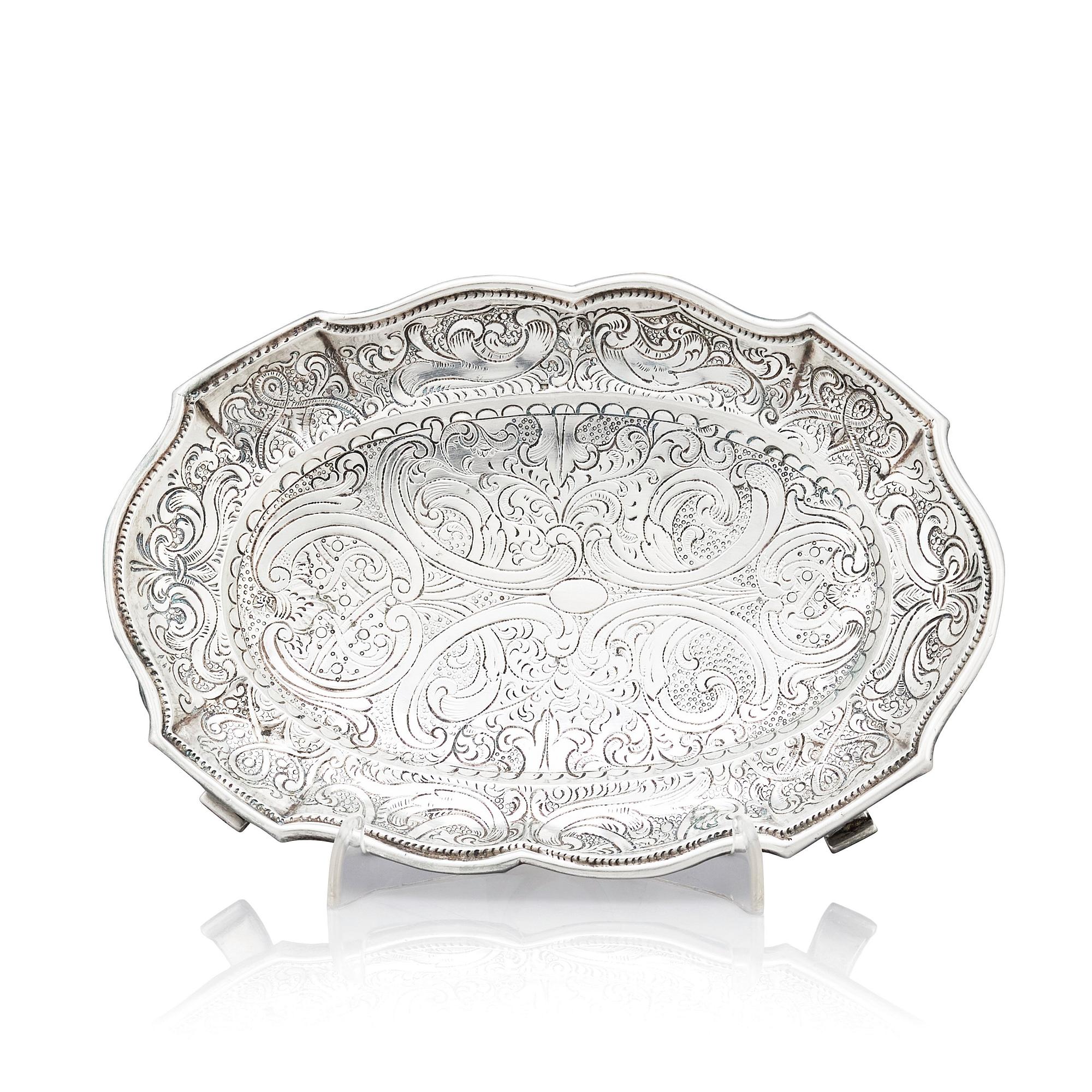 A tray/plate, silver, unidentified makers mark, Moscow 1720s.