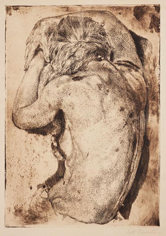 Lotte Laserstein, "Sitzender Rückenakt mit langen Haaren".